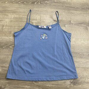 Tank Top Women's Medium Floral Embroidered Boho Festival Y2K Artsy